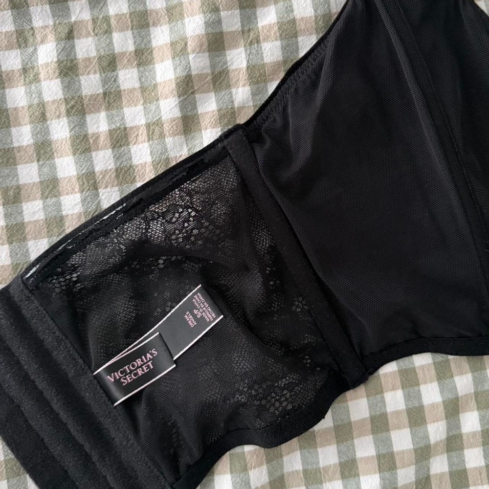 Victoria's Secret Black Velvet Lace Corset Crop Top - Picture 3 of 3